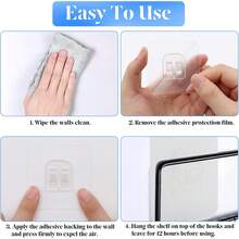 Crochet transparent auto-adhésif - sans trace, (8 pièces/2 pièces), autocollant de fixation de support de rangement mural, crochet à boucle auto-adhésif, crochet en plastique monté au mur, crochet pratique - crochet sans trace, sans perçage requis, pratique et pratique, convient pour la cuisine, la chambre, la salle de bain, le bureau, le bureau.