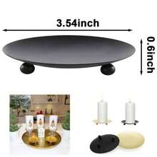 U200CRUENXG 3.5'' Gold Iron Candle Holders Set Of 4 - Rust - Resistant Pillar Candle Stand With Two - Tone Glass Plate Dining Table Shelf Decor Wedding RV Use