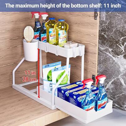 1 Pack Multi-Purpose Pull-Out Storage Organizers, Under Sink Organizers And Storage For Bathroom & Kitchen, Under Cabinet Organizers And Storage, Thanksgiving Gift.