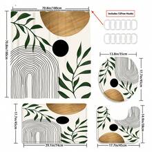 1/3/4 pièces Ensemble de rideau de douche médiéval, tapis de bain, couvre-siège de toilette et tapis de bain. Motif bohème abstrait de feuilles et d'arches. Accessoires modernes, imperméables et résistants à l'usure. Avec 12 crochets. Fabriqué en polyester antidérapant et lavable. Parfait pour la décoration de vacances, la maison, la chambre, le style occidental et Noël.