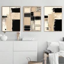 3 sztuki nieoprawionego wydruku na płótnie, nowoczesna sztuka ścienna na płótnie – jasnobrązowy abstrakcyjny obraz, minimalistyczny tryptyk, plakat, dekoracja ścienna do domu, idealny do salonu, sypialni, biura, kuchni, jadalni, baru, kreatywny prezent, drukowany artystyczny obraz ścienny