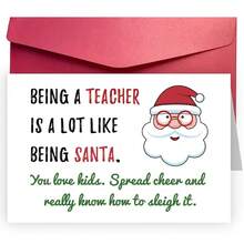 1PC, Teacher Christmas Card, Christmas Card For Teacher, Funny Holiday Teacher Appreciate Card, Best Teacher Xmas Gift - one-size - View 1