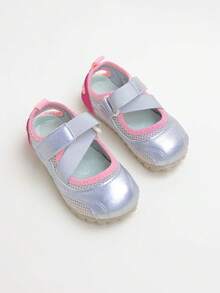 1 Pair Solid Color Casual & Comfortable Flat Shoes For Girl, Suitable For Outdoor Activities, All Seasons - Silver - View 5