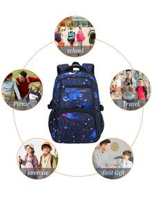 Set de rucsac cu imprimeu Star Element, capacitate mare, buzunare multiple, bretele reglabile, închidere cu fermoar, potrivit pentru școală, serviciu, călătorii, sport, unisex, excelent pentru întoarcerea la școală sau cadou de Crăciun