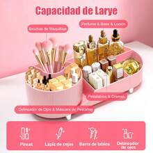 Organizador de Maquillaje, Gran Capacidad Organizador de Perfumes Giratorio de 360 ° , Porta Brochas de Maquillaje con 9 Compartimentos para Cosméticos, Brochas, Skincare, Rosa - Rosa A - Ver 10
