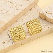 Pendientes personalizados creativos, serie de estilos de corazón, tornillo y cuadrado geométrico chapados en oro de acero inoxidable