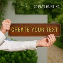 2D Flat, 1 Piece, 16x4inch , Customizable Text Sign, Vintage Metal Outdoor Wall Decoration, Garden Door, Front Door, Fence, Courtyard Decoration, Rustic Aluminum Nameplate, Creative Home Gift, Personalized House Address Sign, 2D Flat