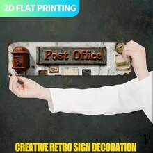 2D Flat, 1 Retro 'Post Office' Metal Sign - 15, 7x3, 9inch Aluminum Wall Decoration, Pre-Cast Hole, Farmhouse, Porch - Easy To Hang, No Electricity Required, Unique Friends And Family, Farmhouse Wall Art| Vintage Wall Sign| Durable Wall Art, Metal Wall Art Decoration, 2D Flat