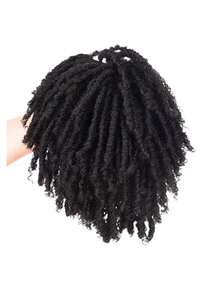 Men's Short Synthetic Fiber Braided Wig, Afro Bobcut, Black-Brown Crochet Braided Wig, Multi-Layer Breathable Faux Dreadlock Wig, For Everyday Wear - Multicolor - View 10