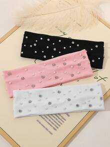 1pc/3pcs Elegant Faux Pearl & Rhinestone Decorated Headband, Suitable For Daily, Party, Date, Delicate Hair Accessory Winter Scarf Warm Hair Bands Women Bandanas Women Hair Accessories Summer Outfits - Multicolor - View 7