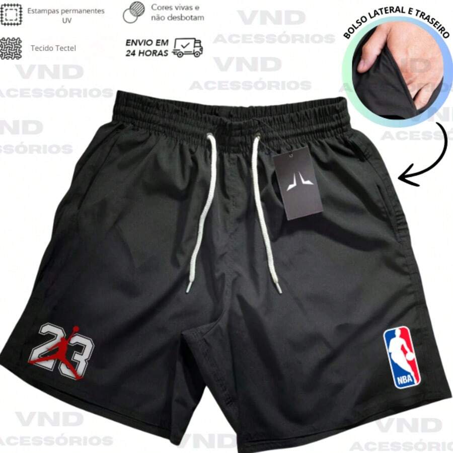Bermuda Short Mauricinho Tectel Sport Running Gym Immediate Shipping - BASKETBALL NB - 黑色23 - View 1