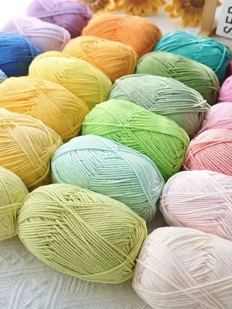 EDCUEBE7 1 件 5 股牛奶纱，钩针编织线，适用于 DIY 编织包、围巾、帽子、毛衣、玩偶，50 克/件（随机包装）