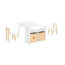 SoBuy Children's Table With 2 Chairs, Children's Seating Group With Storage Space, Play Table For Children, Multifunctional Activity Table For Children, Children's Seating Group Indoors, Children's Table And Chair Set, White KMB113-W - Putih - View 4