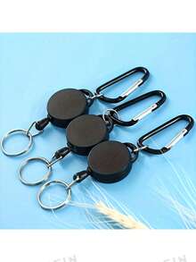 1pc Anti-Theft Metal Easy-To-Pull Buckle Rope Elastic Keychain Sporty Retractable Key Ring Anti Lost Ski Pass ID Card