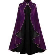 Women's Medieval Cloak Renaissance Velvet Cape With StandUp Collar Queen Princess Costume Halloween Christmasgift - 紫色 - 查看 1