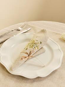 Cirelle 1/2/4 件精致绣花餐巾，绿色或棕色，装饰，防油污，适合家庭、节日、派对、餐厅、厨房、室内室外、露营 - 綠色 - 查看 2