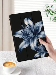 1pc Vintage Blue Hibiscus Flower Pattern Tablet Protective Case, Compatible With Apple IPad 10.2 Inch, IPad Pro 2021/2020, IPad 9th/10th Gen, IPad 11 Inch 11th Gen 2025, Galaxy Tab A8 10.5 Inch Huawei Matepad 10. Xiaomi, Anti-Drop, With Pen Slot, Support Sleep/Wake - Multicolor - View 4