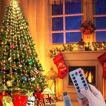 1 pieza Árbol de Navidad de 180 LED Cascada de Hadas, Luz de Corona de 9 Caídas de 200 cm, Luces de Cortina con Control Remoto 8 Modos, Adecuado para Decoración de Habitación de Bebé, Decoraciones Navideñas, Decoraciones de Árbol de Navidad, Decoraciones de Boda