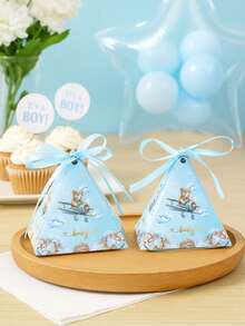 12个装蓝色小熊造型糖果盒，带丝带，可爱蓝色小熊飞机糖果盒，适用于性别揭晓派对、生日派对餐桌装饰、婴儿派对回礼、性别揭晓派对、婚礼派对餐桌装饰、礼品包装、性别揭晓派对回礼、性别揭晓派对装饰等场合。 - 藍色小熊baby - 查看 2