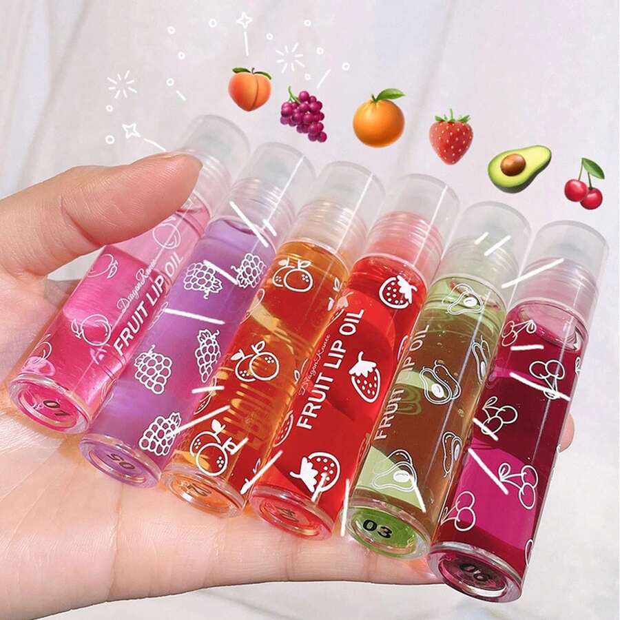6pc Roll On Lip Gloss Set Moisturizing Lip Oil, No-Sticky Lip Gloss Lip Balm, Fruit Flavoured Lip Oil For Dry Lips - Nhiều màu - Xem 1