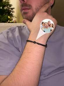 Customized Couple Projection Bracelet, Stainless Steel Cuban Link Projection Photo Bracelet, Personalized Colorful Photo Projection Jewelry, Memorial Photo Bracelet, Gift For Boyfriend, Father's Day Custom Gift - Projection Bracelet 18+5cm - View 9