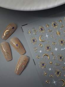 CoCo Notes 1 miếng dán móng tay hình mắt vàng dập nổi 5D, decal trang trí móng tay tự làm, dụng cụ làm móng, miếng dán móng tay - Nhiều màu - Xem 4