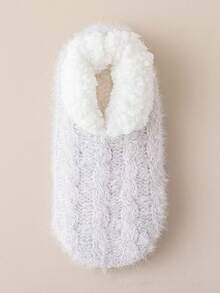 2/1 双女士厚实保暖羊毛睡眠袜，防滑毛绒家居袜，休闲室内拖鞋袜，时尚百搭 - 彩色 - 查看 17