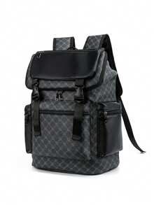 Men's Backpack, Vintage Floral Casual Travel Bag, PU Leather Flip Cover Backpack, Scratch-Resistant And Durable, Lightweight And Portable, Suitable For Travel, Camping, Hiking, School, College, Youth, Gift For Valentine's Day And Back To School Holiday Laptop Case - Black - View 13