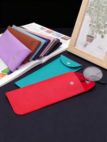 1 pièce Étui à lunettes portable coloré, étui à lunettes en PU léger et durable, convient pour les lunettes de lecture, sac de rangement accessoire d'usage quotidien pour hommes et femmes - Multicolore - Voir 1