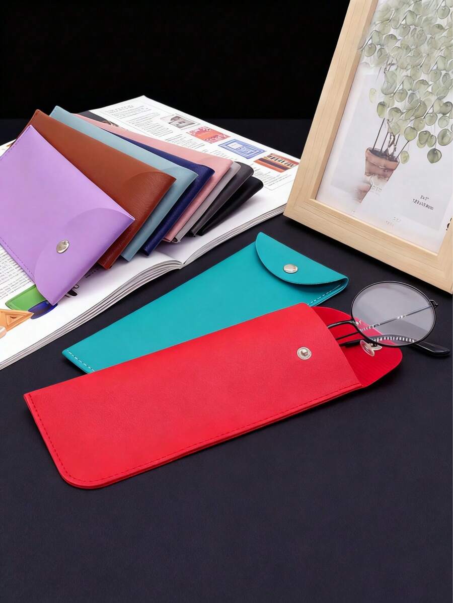 1 pièce Étui à lunettes portable coloré, étui à lunettes en PU léger et durable, convient pour les lunettes de lecture, sac de rangement accessoire d'usage quotidien pour hommes et femmes - Multicolore - Voir 1