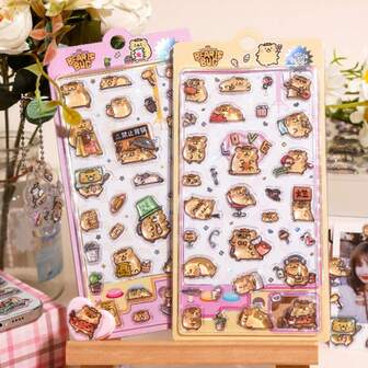 Söta björnar och insekter tecknade djur präglade klistermärken, bedårande uttrycksdekor för telefon, album, klippbok