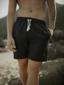 Men's Linen Shorts Fresh Lightweight Comfortable Fabric Premium Quality Leisure Holiday  Summer End Of Year - 黑色 - 查看 2