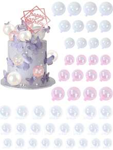 10 piezas de bolas de decoración de pastel transparentes y coloridas, bolas de deseos transparentes y coloridas para celebrar el cumpleaños, el nacimiento, el primer cumpleaños, decoración de cupcakes, decoración de pasteles DIY, perfectas para baby shower, revelación de género, boda, graduación, aniversario, decoración de pasteles, suministros para fiestas de cumpleaños, aniversario de boda y otras celebraciones