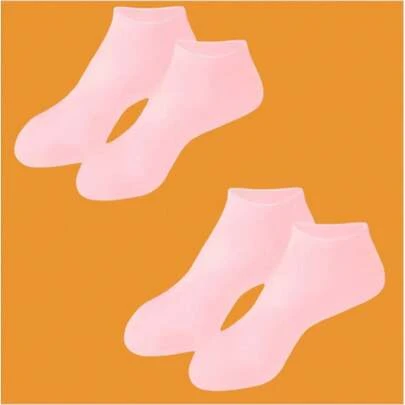 2-Pack Silicone Moisturizing Socks For Women - Anti-Crack Hydrating Foot Care, Ankle-Length Breathable Socks For All-Day Moisture Retention & Dry Light Beige Prevention, Fragrance-Free Easy Wear Design, Moisturizing Foot Socks, Skinsoothing Footwear, Anklelength Design, Soft Texture Fabric