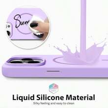 Ốp điện thoại silicon lỏng bóng bẩy sang trọng, tương thích với iPhone 17 Air, 16, 15, 14, 13, 12, 17 Pro Max Plus, kèm nắp mềm từ tính. - Màu tím - Xem 4