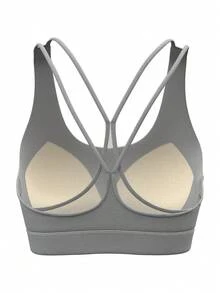 Blueplus 1pc Women's  Yoga Tank Tops Breathable Sports Bra With Shockproof And Gathered Function Giving You A Beautiful Back Shape  Yoga Underwear  Workout Tank Gym Top - 犀牛灰 - 查看 5