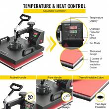 Heat Press Machine 15x15 Inch 8pcs 1050W Combo Digital Multifunctional Sublimation Heat Transfer Machine Dual LED Display For T-Shirts Hat Mug Cap Plate Flip Design - 查看 3
