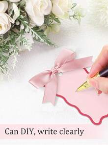 6/24/48 件扇贝形姓名座位卡（带丝带）、DIY 婚礼桌号卡、婚礼派对装饰品（粉色） - 粉色 - 查看 4