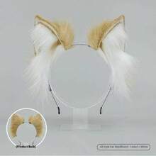 Japanese Lolita Cat Ear/Fox Fur Fluffy Hair Clip, Handmade Faux Animal Ear Headband (The Product Image Shows The Arranged Style, Which Is The Same As The Actual Item) - 黑色 - 查看 14