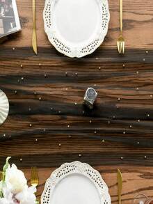 1pc Faux Pearl Decorated Sheer Fabric, Photography Backdrop, Can Be Used As Table Runner, Pearl Background Tablecloth, Wedding White Pearl Sheer Tablecloth, Wedding Arch Decor, Wedding Reception, Bridal Shower, Party Decoration