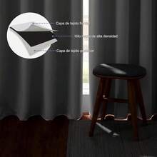 Cortinas opacas grises de 52 pulgadas x 84 pulgadas, adecuadas para dormitorio o sala de estar, 2 piezas, con ojales, aislamiento térmico y acústico, tela 100% poliéster, impermeables y suaves - gris - Ver 3