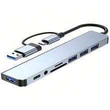 八合一 USB/Type-C 集线器，带 SD 卡读卡器，二合一电脑转换器 - 銀灰色 - 查看 9