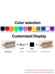 1 pieza Estuche de lápices de lona de unicolor personalizado con bordado multifuncional, estuche de lápices personalizado con texto personalizado - gran capacidad, bolsa de almacenamiento - perfecto para útiles escolares, esenciales de oficina, multifuncional