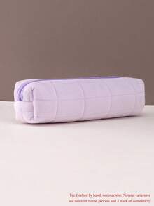 1 pieza, Estuche de lápiz con bordado personalizado a cuadros, Estuche de lápiz personalizado con texto personalizado - Gran capacidad, Bolsa de almacenamiento - Perfecto para útiles escolares, artículos de oficina y regalos únicos de vuelta al colegio. Bolsa de maquillaje, accesorios de viaje multifuncionales, ahorro de espacio, letra, a rayas exquisita