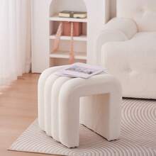 Zedelmaier Hocker mit Holzfüßen – Weißer Sitzhocker, Fußhocker, Sitzwürfel & Pouf für Wohnzimmer, Schlafzimmer, Eingangsbereich - Weiss - Übersicht 1
