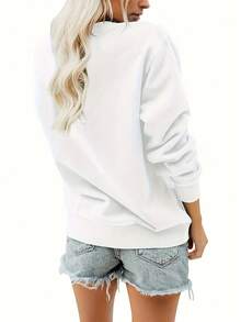 2025 New Women's Sweatshirt With Mama Bear Print, Casual, Long Sleeve And Round Neck, Loose And Comfortable Women's Clothing - 白色的 - 查看 2