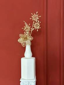 1 件 28 厘米塑料季节性装饰圣诞花，金色人造圣诞星花，适用于派对装饰、家居装饰、摄影道具、圣诞节 - 金色 - 查看 4
