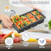 Silicone Freezer Tray For Soup With Lid – 1-Cup Soup Container Style Ice Cube Trays For Freezer, Meal Prep & Food Storage, Freeze 250mL/125mL Portions – 2 Pack,21103637 - 淺灰色 - 查看 5