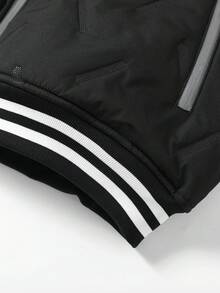 1 Stück Herren minimalistische, bequeme Jacke mit Reißverschluss, Kontrast-Farbdetails, thermisch gefüttert, Kordelzug-Kapuze, Lässig, für Herbst/Winter