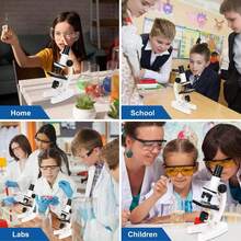 Microscopio óptico biológico de alta definición, equipado con iluminación de fuente de luz dual LED, Body de metal, adecuado para laboratorio y experimentos científicos estudiantiles, compatible con smartphone y kit de accesorios, color blanco, apto para niños de 6 años en adelante - Multicolor - Ver 7